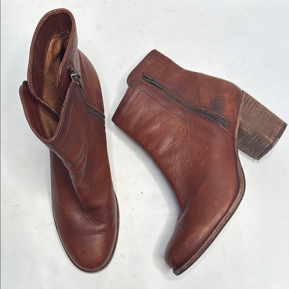 Frye Addie Double Zip Brown Leather Ankle Boots S-242 Sz 11 - Picture 3 of 11